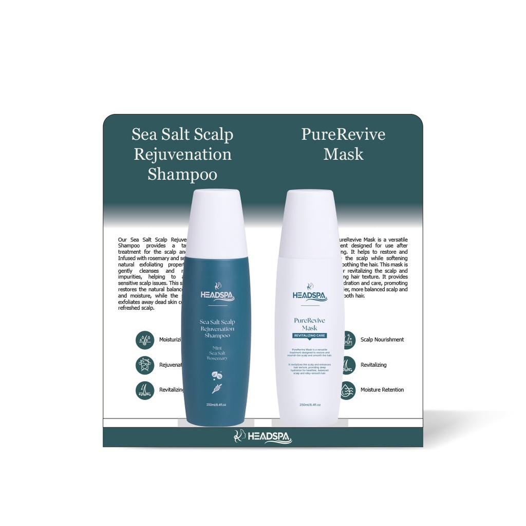 [R-DUALDP] Stand de prezentare: șampon cu sare de mare + mască PureRevive